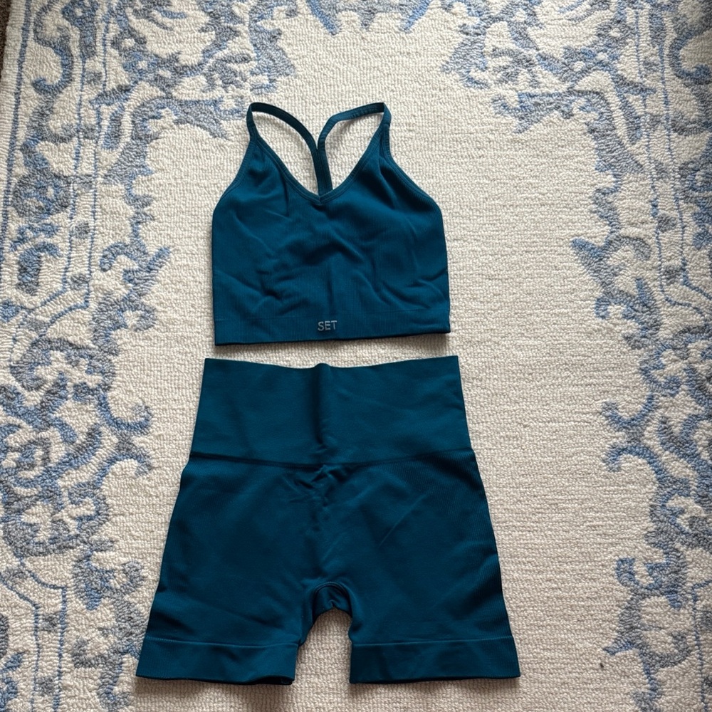 SET Active Teal Sports Bra and Shorts